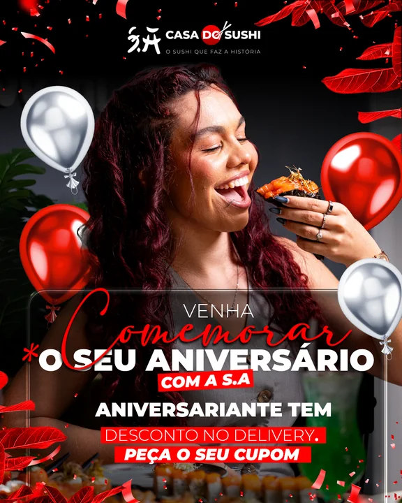 Post de aniversário da S.A Casa do Sushi