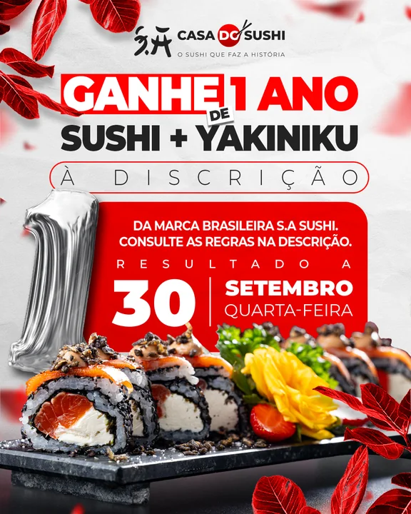 Post do sorteio de um ano de sushi e yakiniku